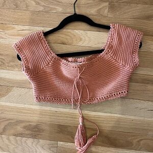 Orange Knit Crop Top